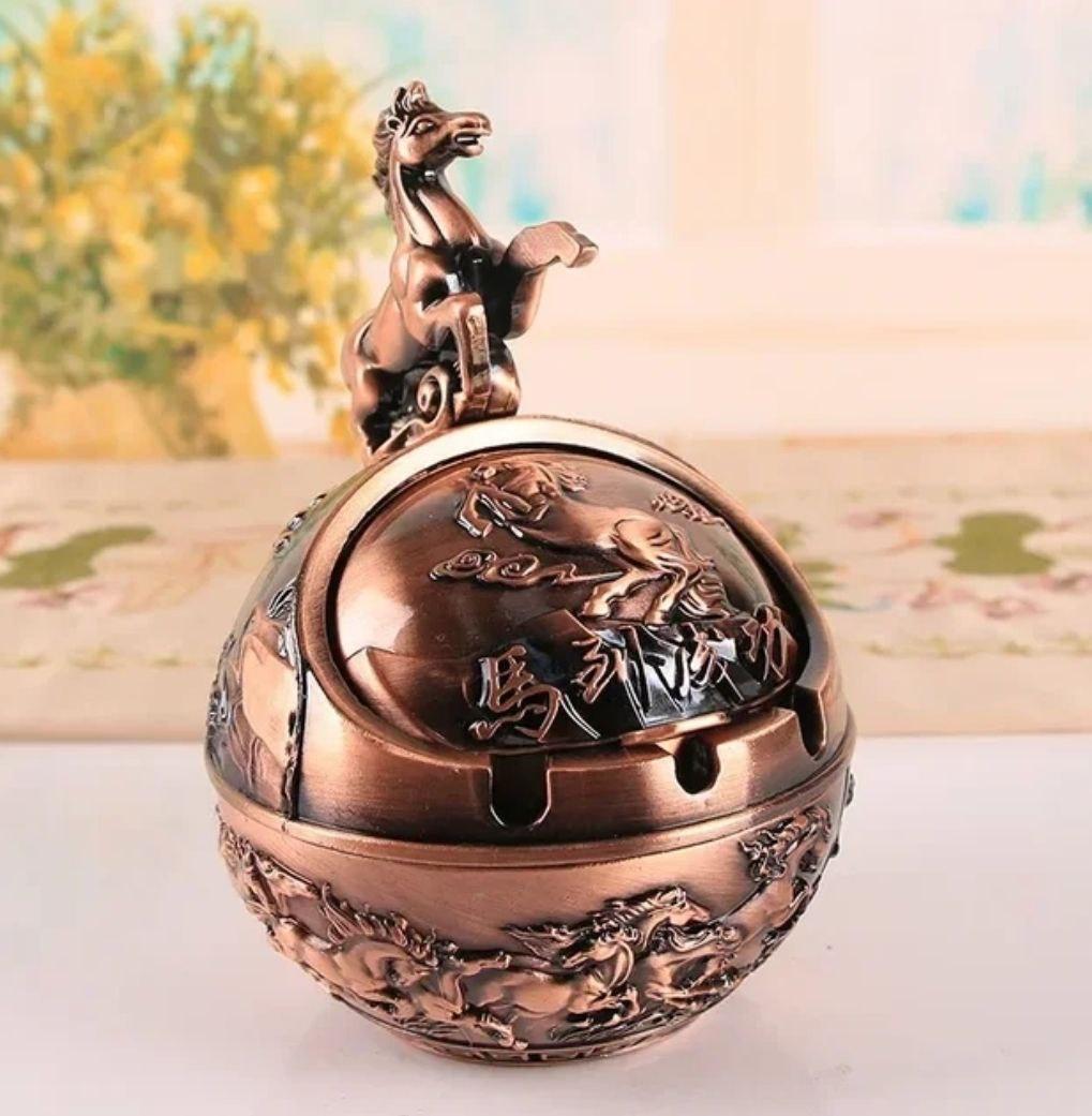 Пепельница металлическая год Коня Бронзовый (Арт1134-1)