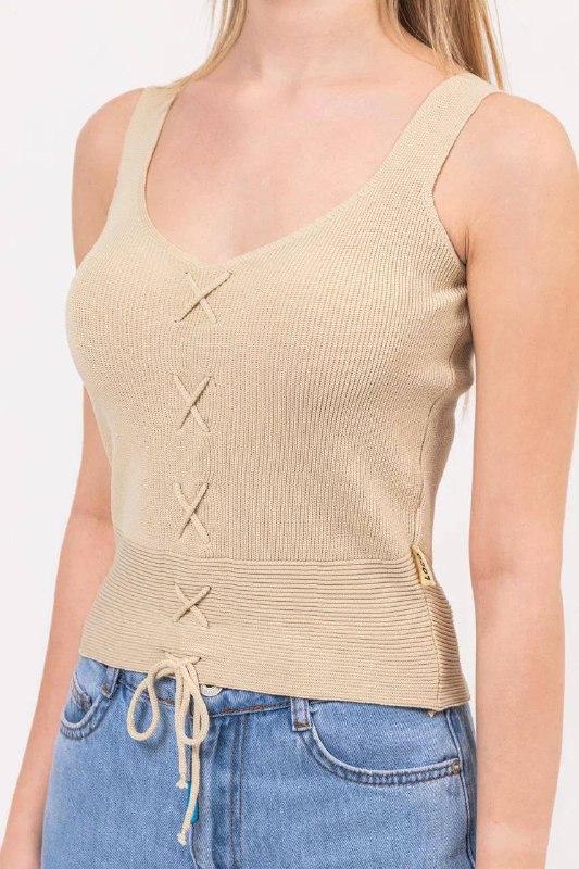 Майка-топ для девочек вязка 140 см Бежевый (06467) Майка-топ для девочек вязка 140 см Бежевый (06467)