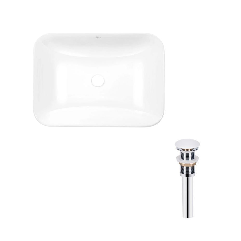 Комплект Qtap Scorpio раковина врезная прямоугольная 615х390х150 мм White и донный клапан PU02 (2689380867)