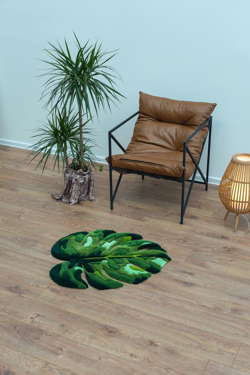 Килим ручної роботи Листок монстери 70х65 см - фото 5 Килим ручної роботи Листок монстери 70х65 см - фото 5