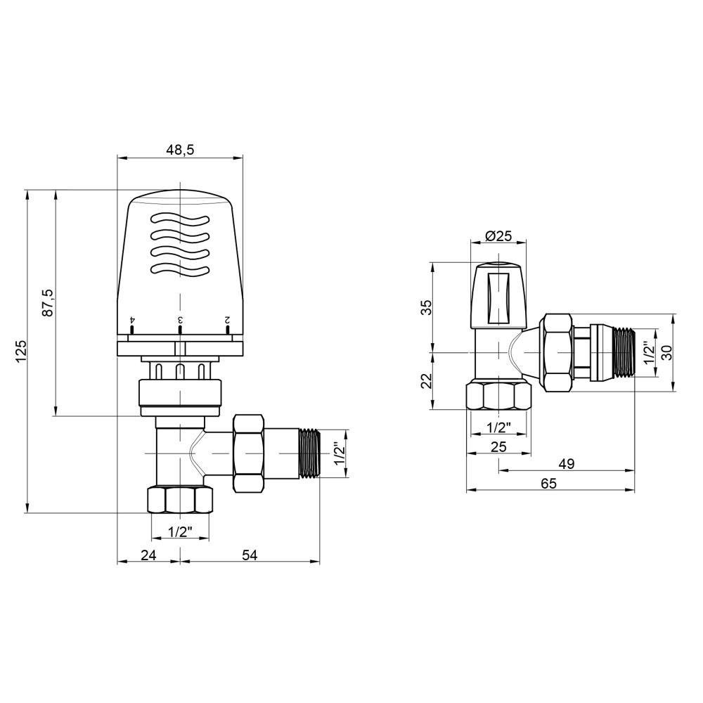 Термокомплект кранов с термоголовкой ICMA 1/2" с антипротечкой угловой №KIT 1100+774-940+805-940 (82KITGAD061100) - фото 2