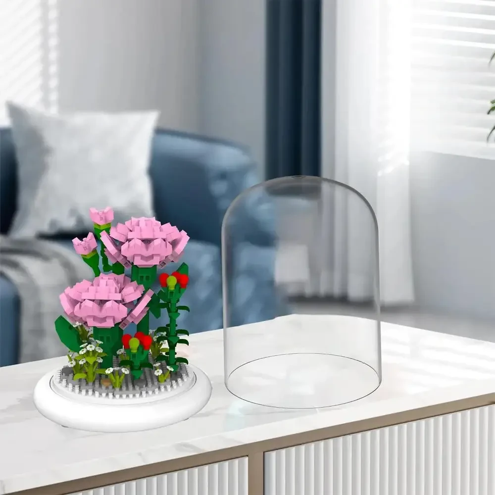 Конструктор-ночник Цветок в колбе с подсветкой Гвоздика/Роза 570 дет. - фото 5