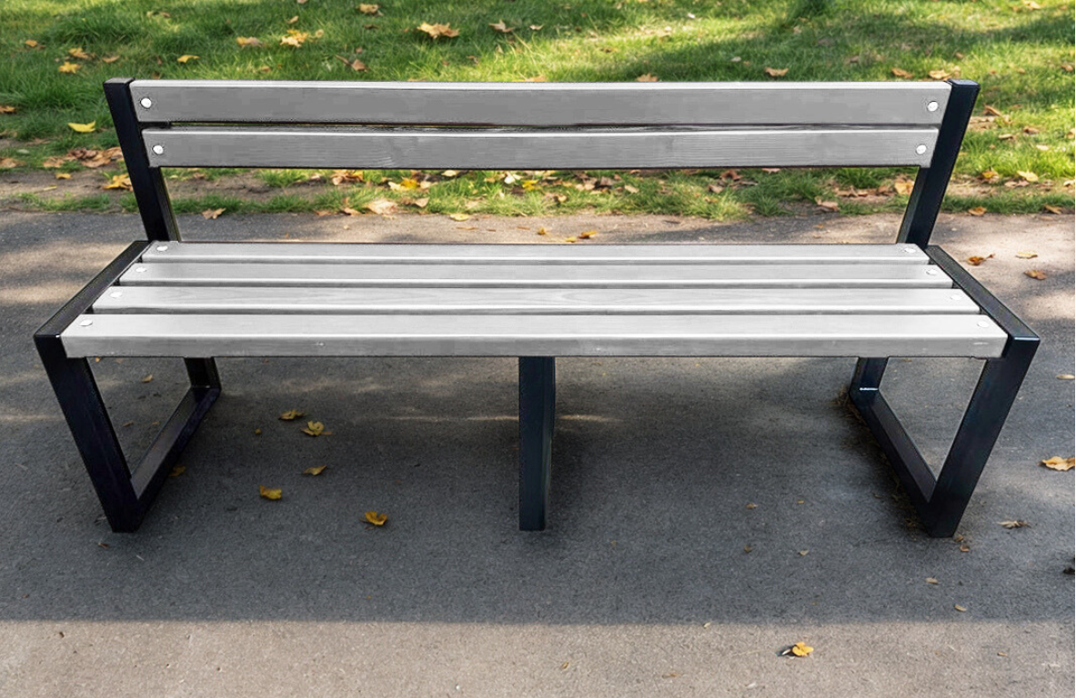 Скамейка садовая ТОБІ ШО Лофт Бенч со спинкой без подлокотников 2,2 м Антрацитовый (25589227) - фото 2