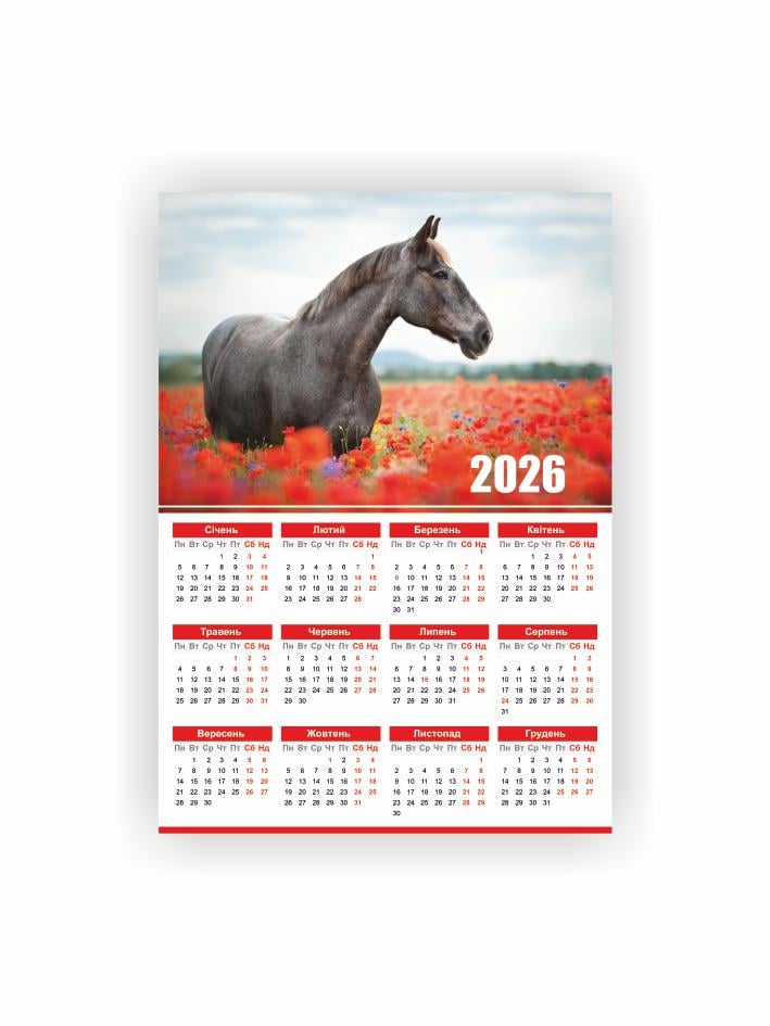 Календар-плакат Vivay Рік коня А3 2026 рік (5521) Календар-плакат Vivay Рік коня А3 2026 рік (5521)