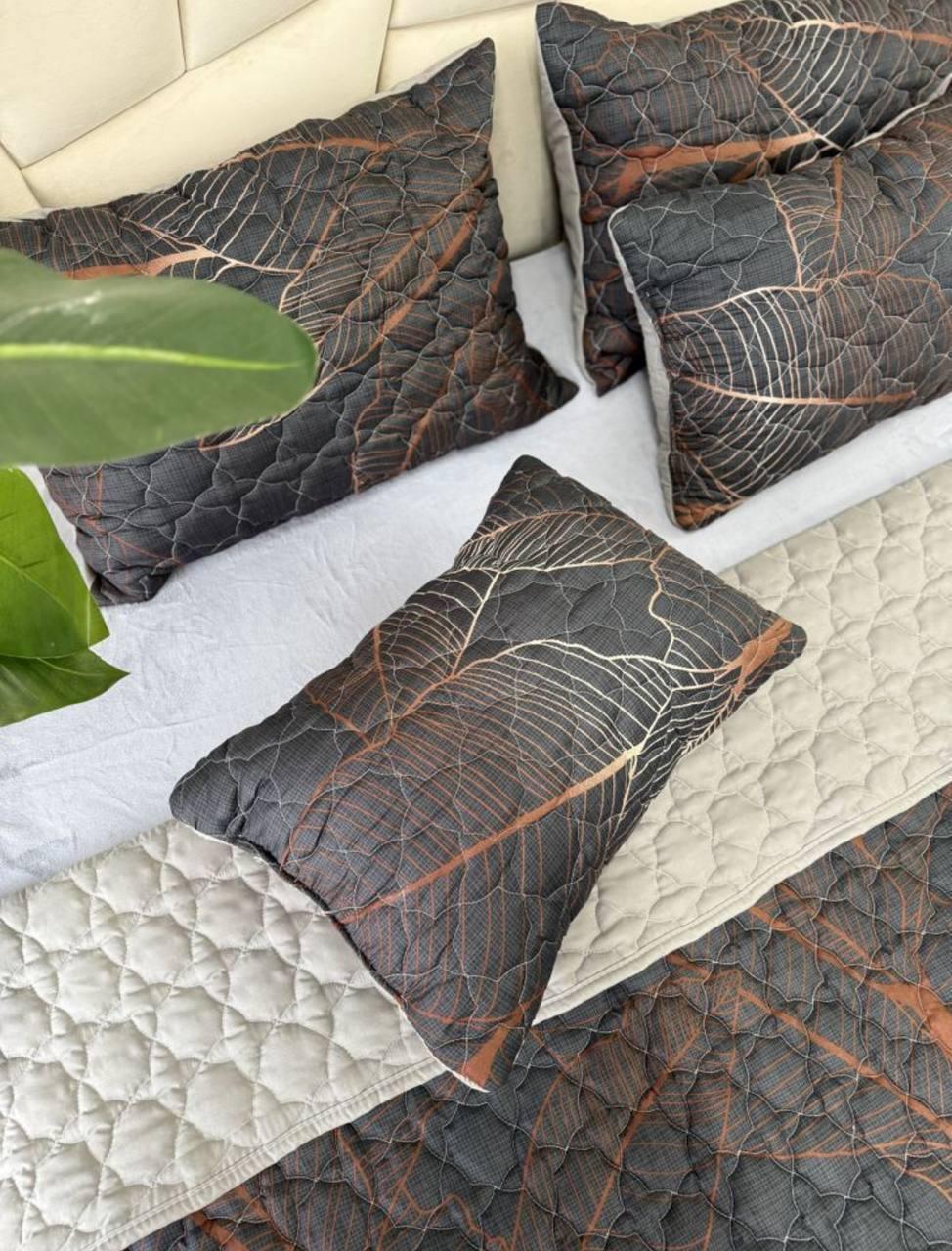 Покривало євро 220х240 см з подушками 2х40х60 см Чорний (Д-mur-cap25-003) - фото 4