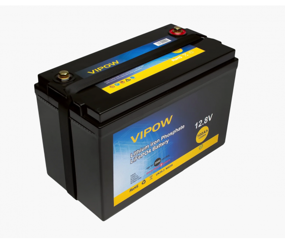 Акумуляторна батарея Vipow LiFePO4 12,8V 100Ah із вбудованою ВМS платою 80A