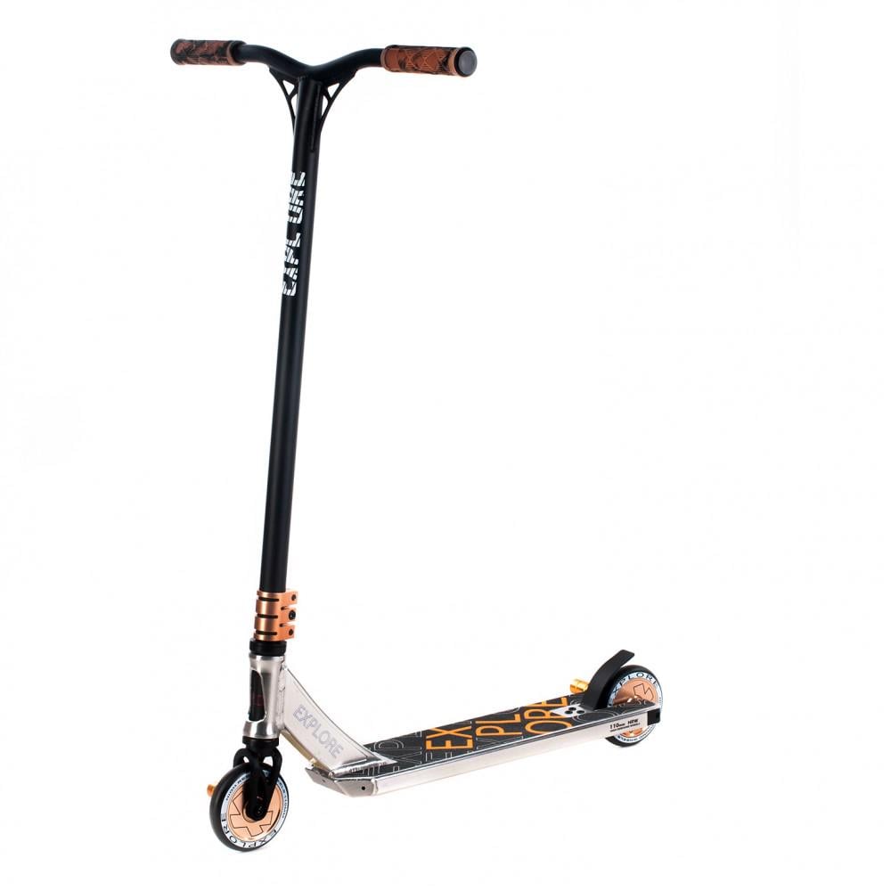 Самокат трюковый Explore Booger 300 + пеги Серебристый