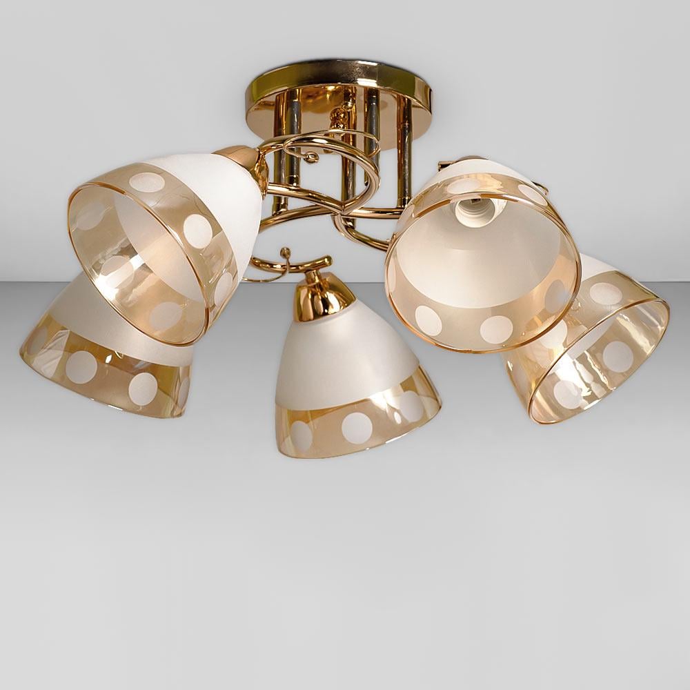 Люстра потолочная Light House SC-18734/5 FG d 540х260 мм Золотой/Белый/Янтарный