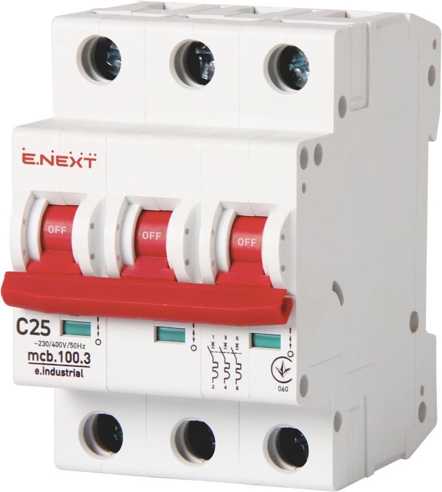 Автоматичний вимикач модульний e.industrial.mcb.100.3.C40 3 р 40А C 10кА (i01800250