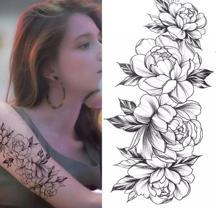 Тату тимчасове водостійке 3D велике Розкіш півонії BK-044 17,5х8,5 см (4419449) - фото 2