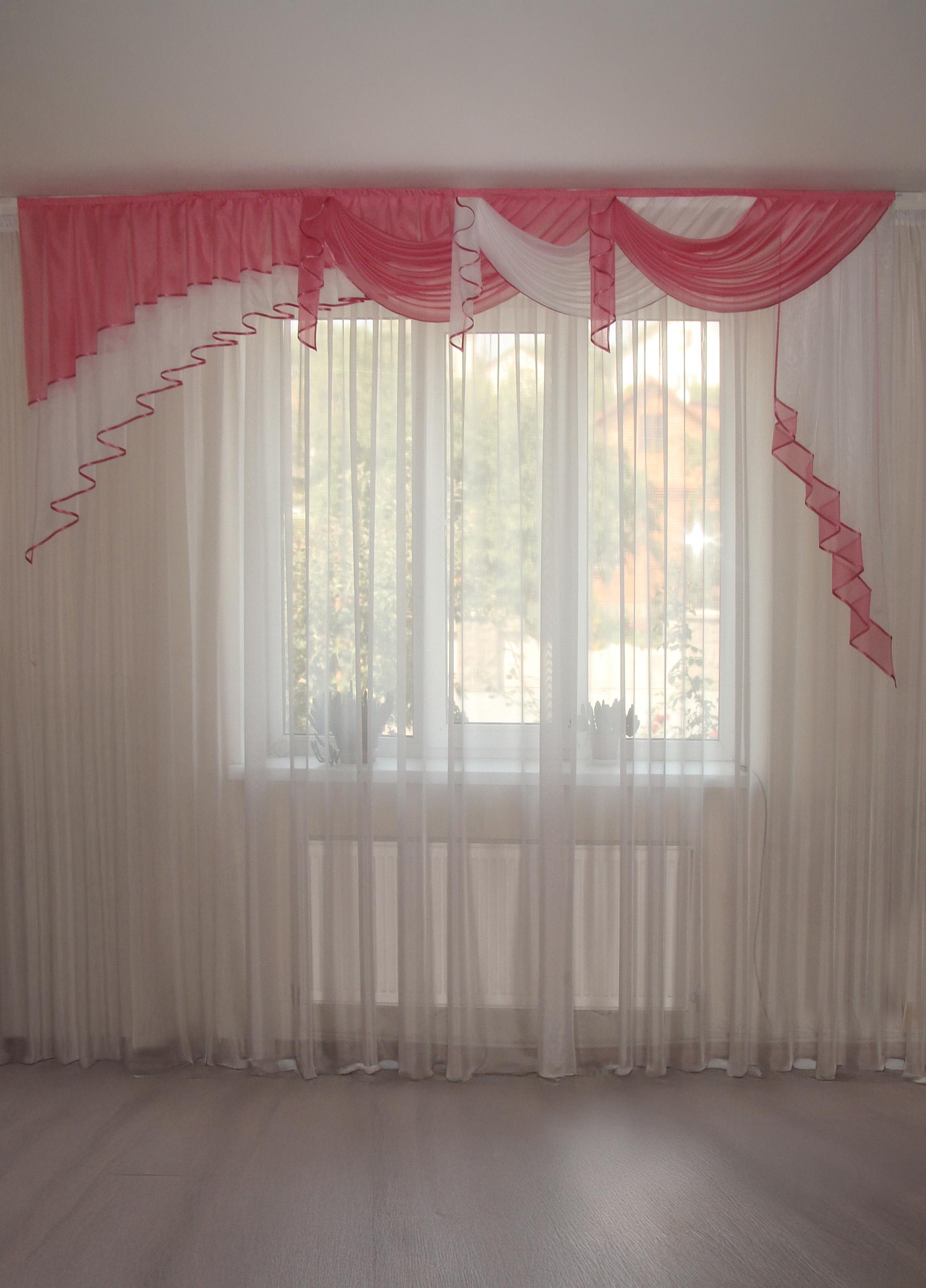 Ламбрекен Firanka Вітрила карниз 300 см Малиновий з білим шифоном (60_1_3м) - фото 1 Ламбрекен Firanka Вітрила карниз 300 см Малиновий з білим шифоном (60_1_3м) - фото 1