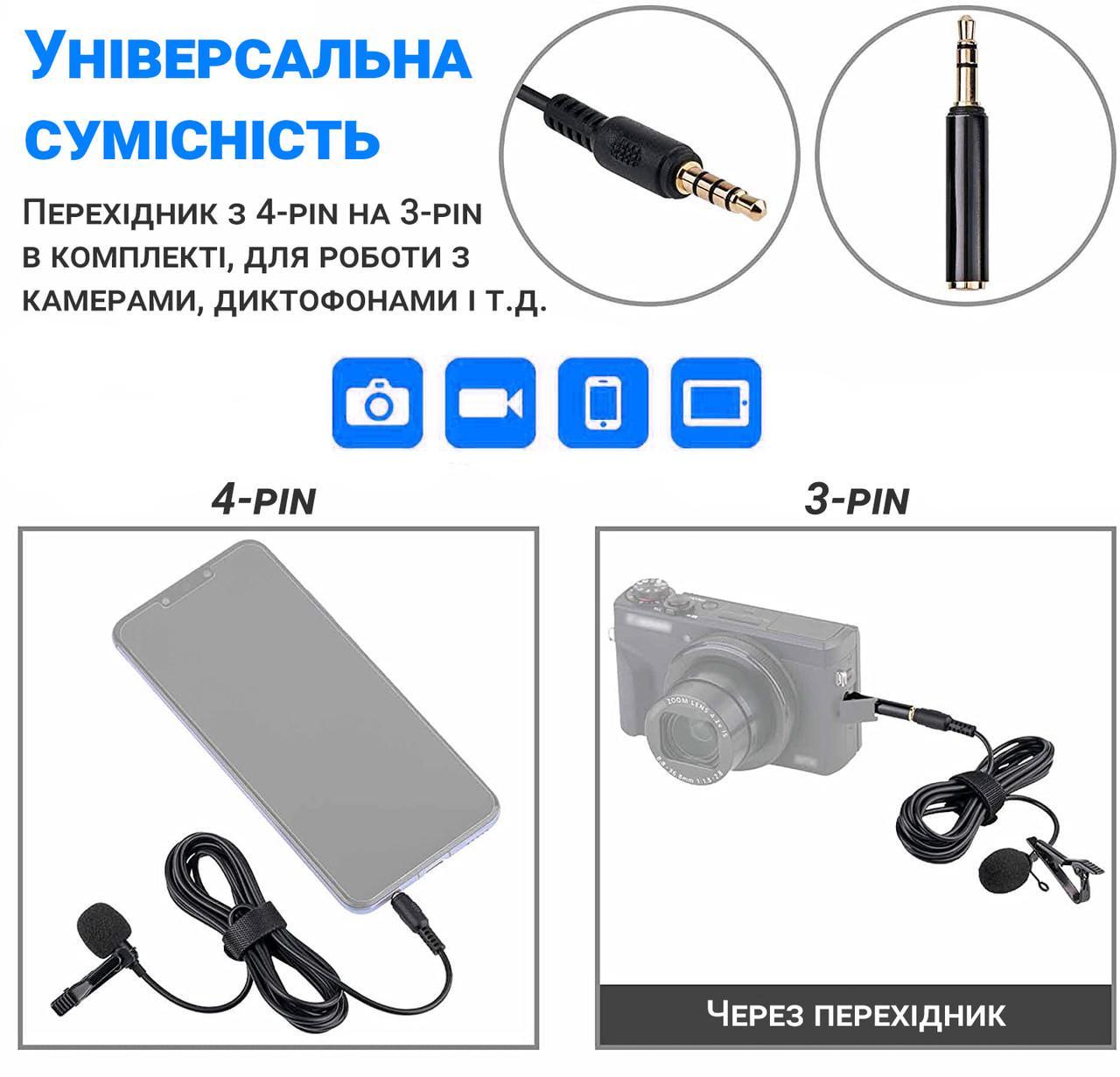 Микрофон петличный Andoer для смартфона/камеры/ПК для записи аудио - фото 8