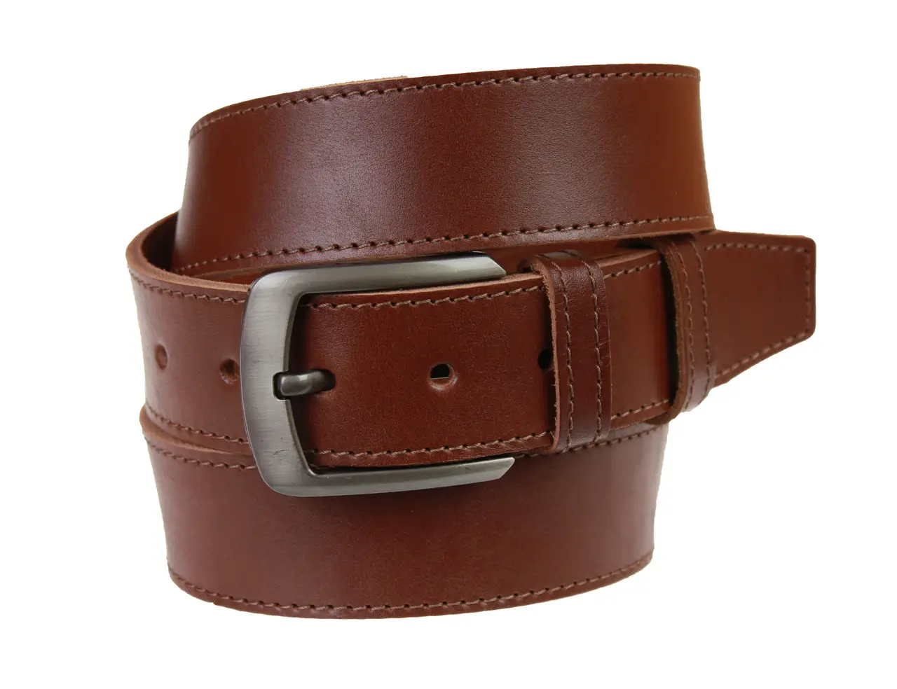 Ремень Freeskin кожаный с одной прошивкой по периметру 115-150 см Светло-коричневый (82103) - фото 1