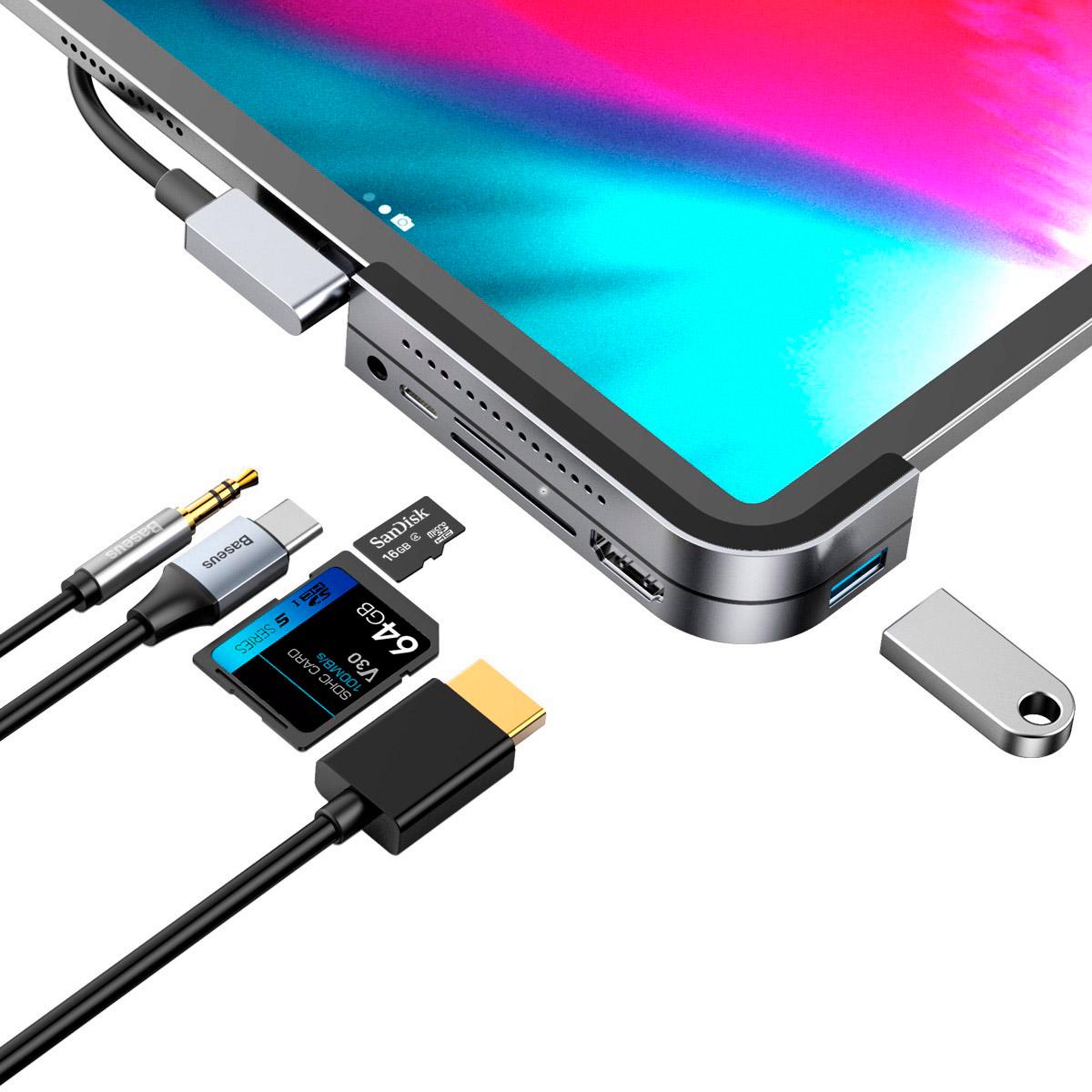 USB-хаб Baseus Bend Angle No.7 Multifunctional Type-C Converter Dark Gray (CAHUB-WJ0G) - фото 5 USB-хаб Baseus Bend Angle No.7 Multifunctional Type-C Converter Dark Gray (CAHUB-WJ0G) - фото 5