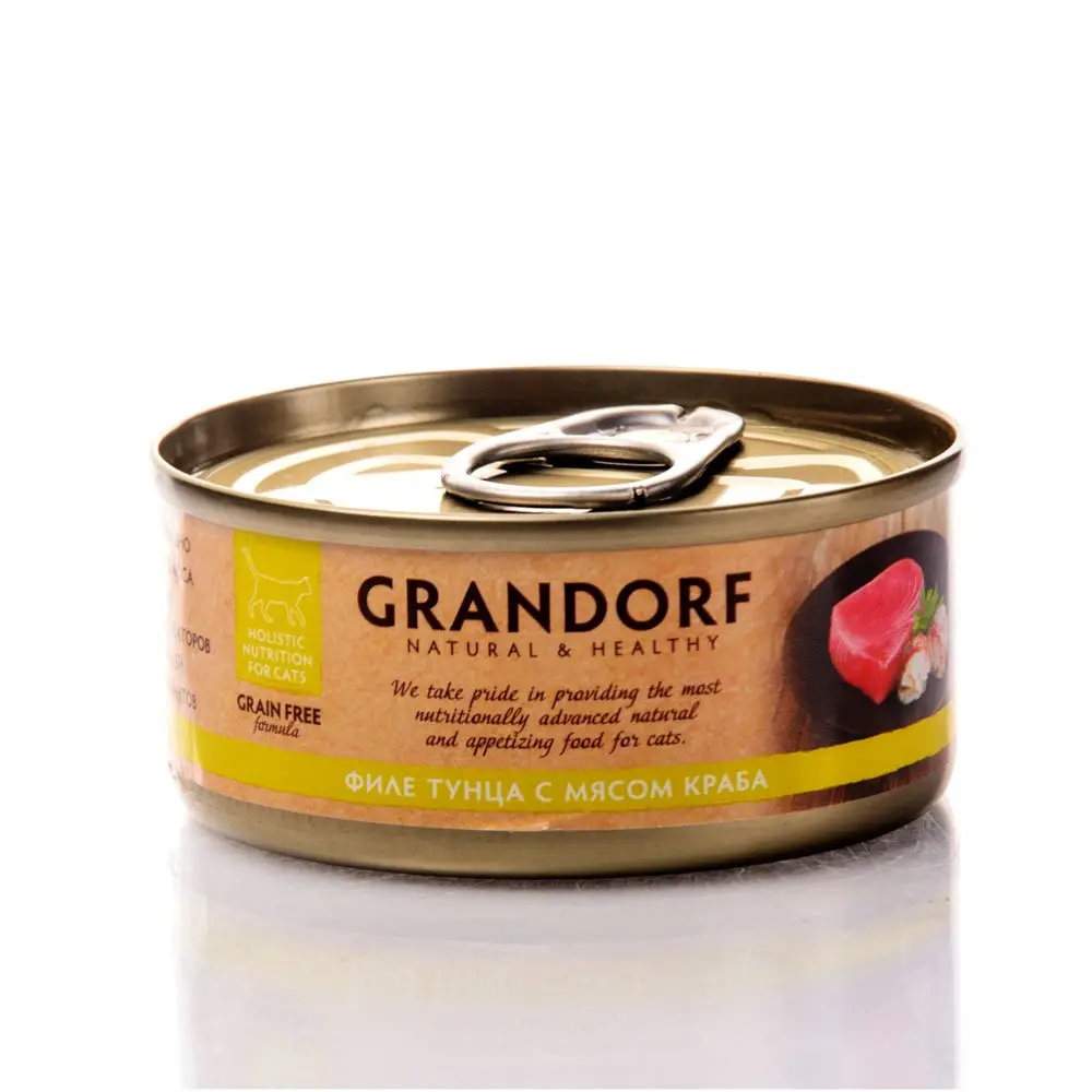 Корм влажный для кошек Grandorf TUNA FILLET & CRAB FILLET филе тунца с мясом краба 70 г Корм влажный для кошек Grandorf TUNA FILLET & CRAB FILLET филе тунца с мясом краба 70 г