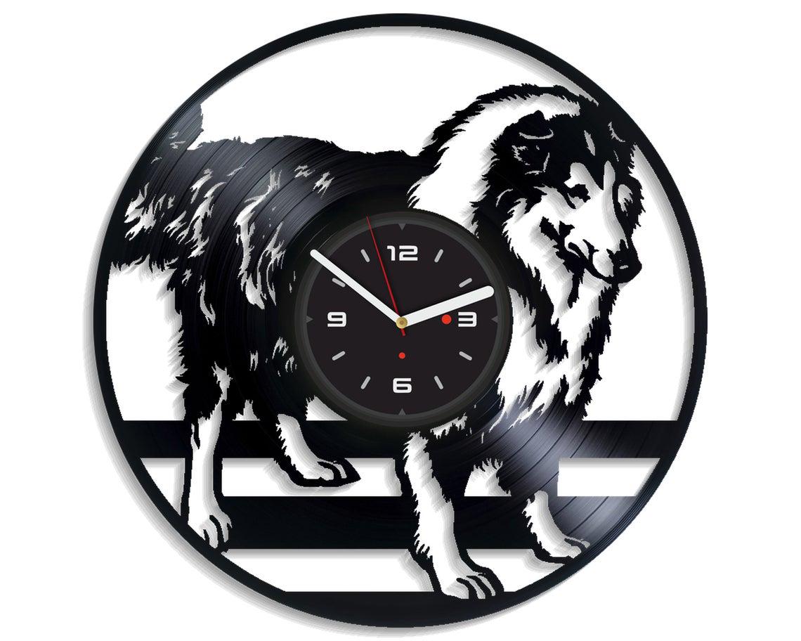 Часы настенные Колли 2021 из виниловой пластинки