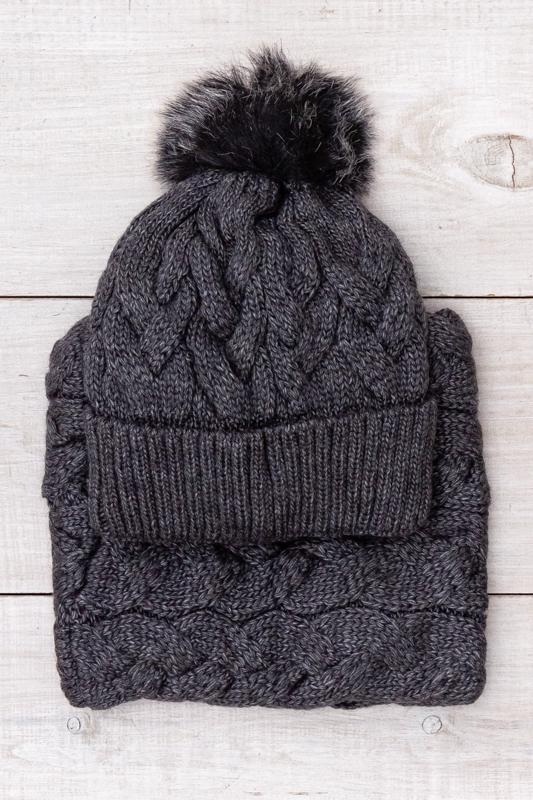 Комплект зимовий жіночий шапка і баф на флісі Носи Своє One size Темно-сірий​ (16083)