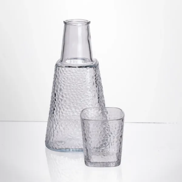 Графин со стаканом-крышкой фактурный 1/0,2 л Прозрачный - фото 2 Графин со стаканом-крышкой фактурный 1/0,2 л Прозрачный - фото 2