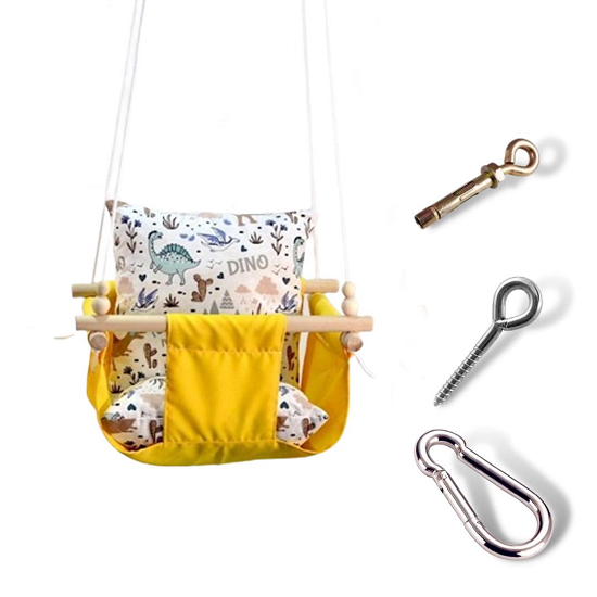 Детская качеля Infancy Динозавры Желтый (9670357) Детская качеля Infancy Динозавры Желтый (9670357)