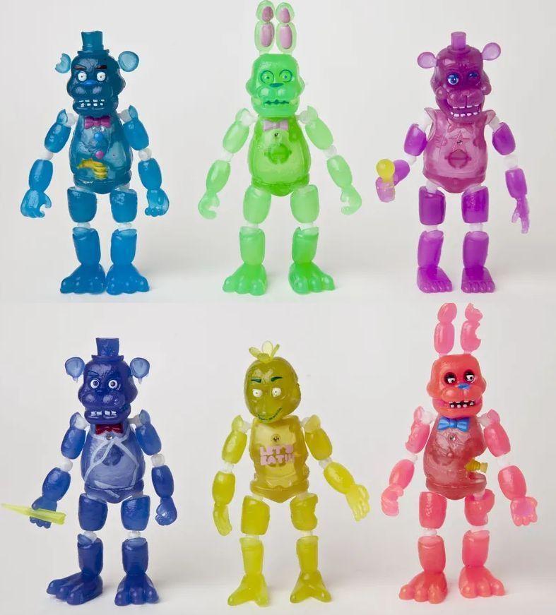 Набор Фосфорных Фигурок разборный FNAF 5 Ночей с Фредди 6 Аниматроников 14 см