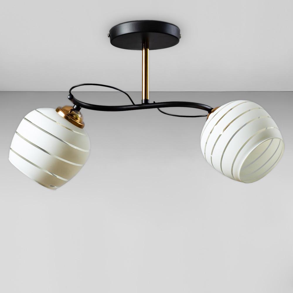 Люстра потолочная Light House SW-18748/2 FGD/BK 440х250х260 мм Черный/Золотой/Белый/Прозрачный