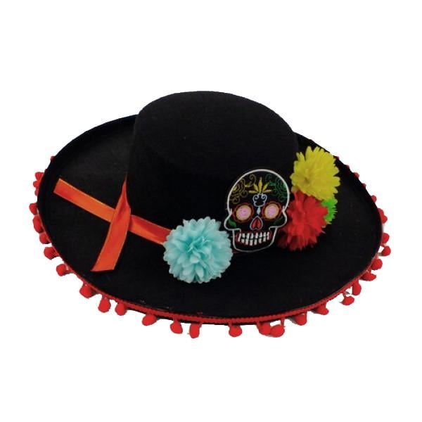 Декор на Хэллоуин Seta Шляпа Кабальеро с черепом и цветами (19-930)