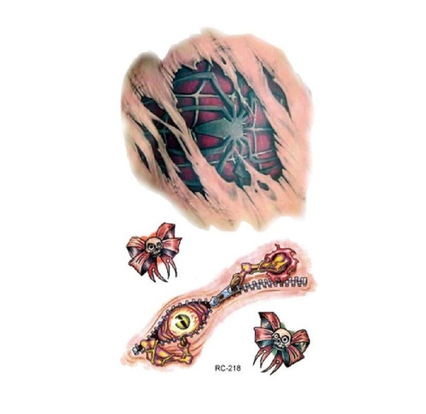 Тату временное Шрамы/Черепа 10х6 см Красный (RC-218)