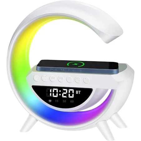 Лампа-нічник настільна G-Smart RGB BT-3401 з годинником/бездротової зарядки/будильником і динаміком Bluetooth