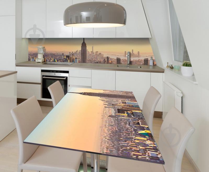 Наклейка 3Д виниловая на стол Zatarga «Эмпайр Стейт на рассвете» 600х1200 мм для домов, квартир, столов, Наклейка 3Д виниловая на стол Zatarga «Эмпайр Стейт на рассвете» 600х1200 мм для домов, квартир, столов,