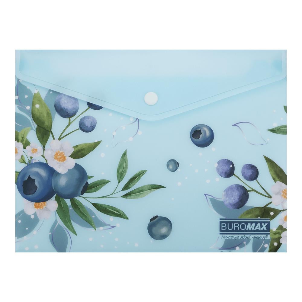 Папка-конверт Buromax Blueberry Arabeski на кнопке A5 полипропилен Синий (BM.3919-17)