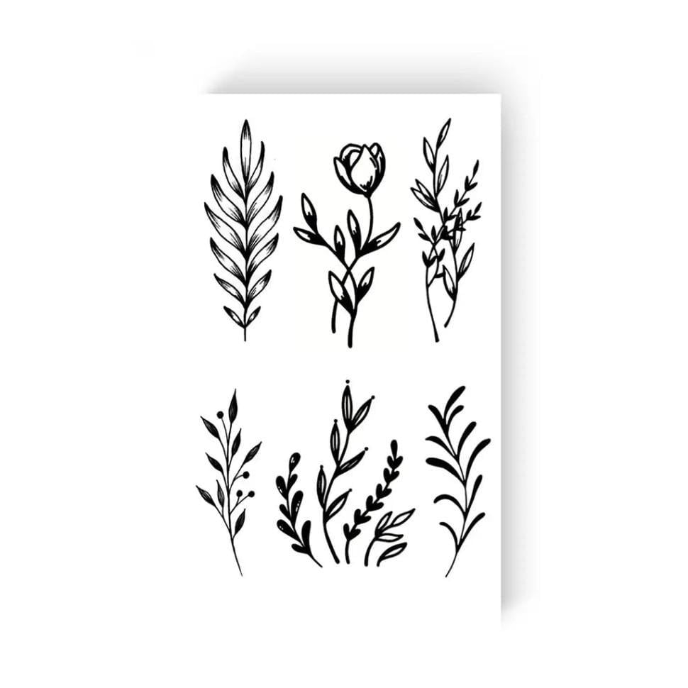 Набір тату тимчасових Шість гілочок 6 картинок (L-19)