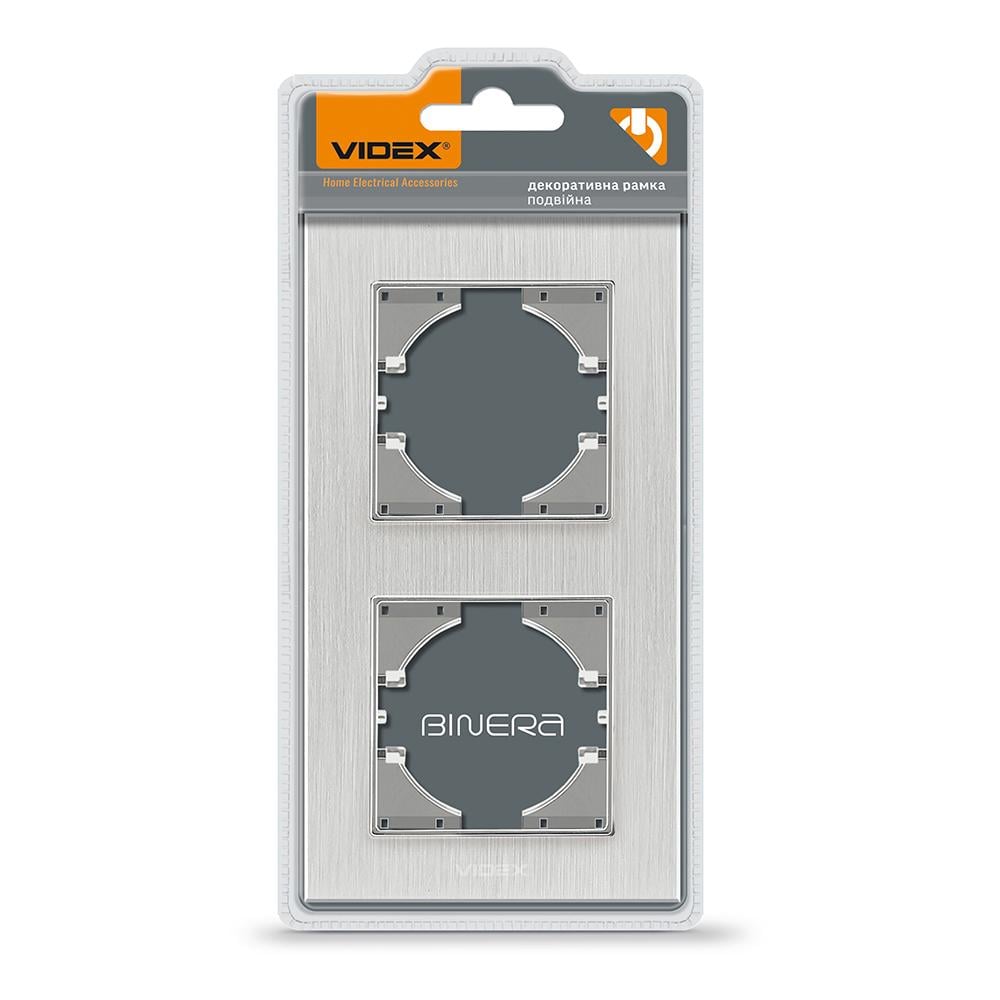 Рамка для розетки Videx Binera алюміній на 2 місця вертикальна Срібний (05296) Рамка для розетки Videx Binera алюміній на 2 місця вертикальна Срібний (05296)