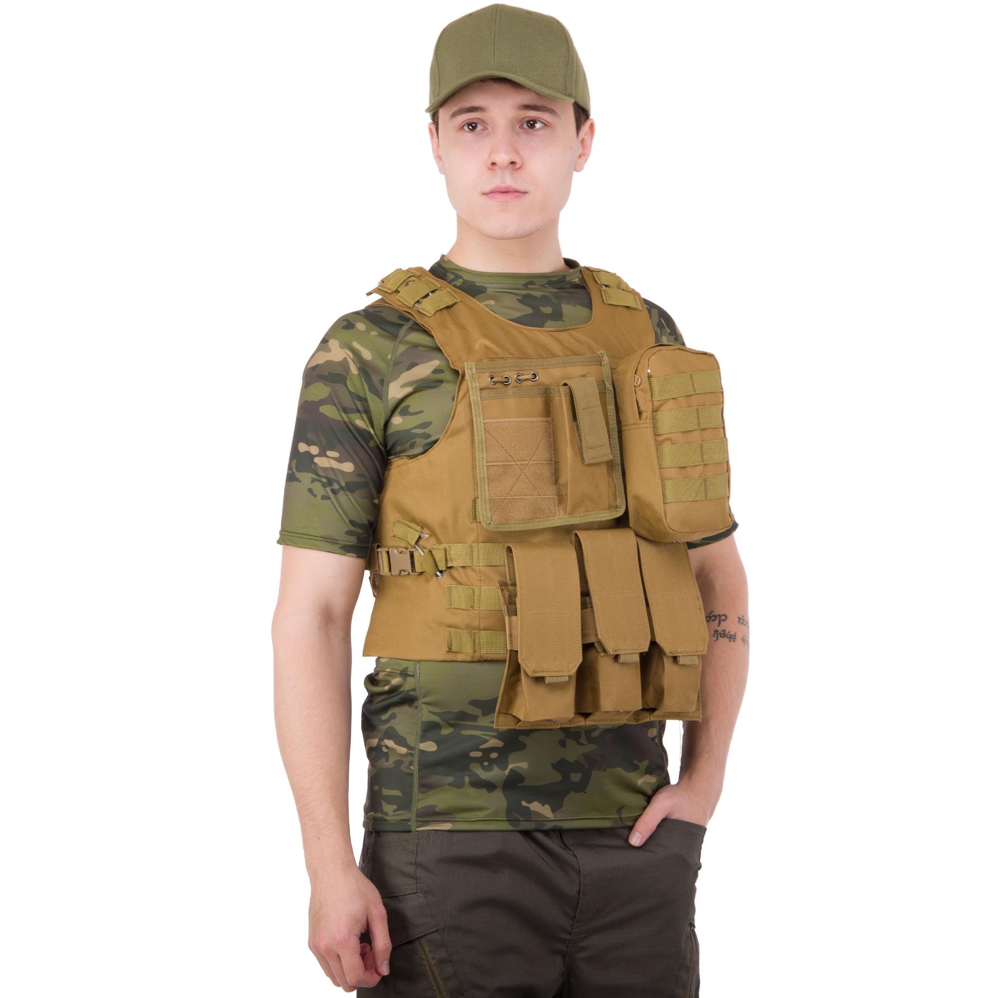 Розвантажувальний жилет Military Rangers універсальний на 4 кишені Хакі (ZK-5516)
