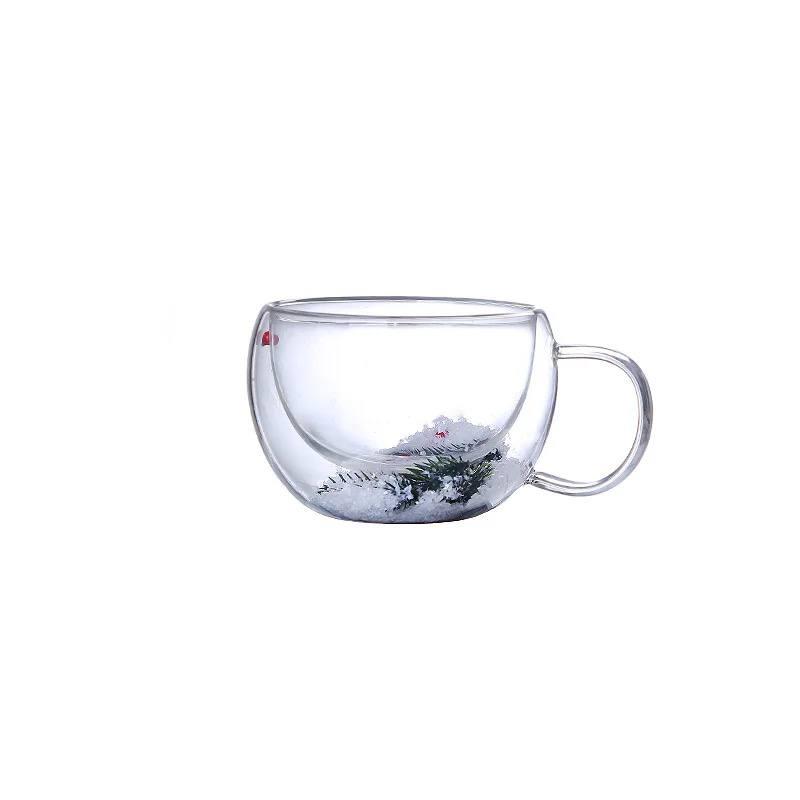 Чашка стеклянная Новогодняя с двойным дном 300 мл (061025)