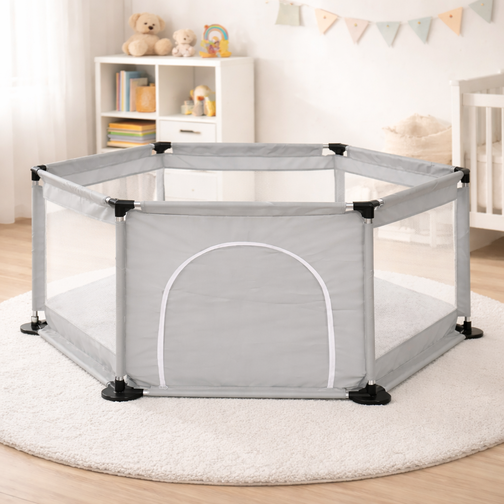 Манеж игровой детский из оксфордской ткани до 50 кг 120х100х55 см Серый