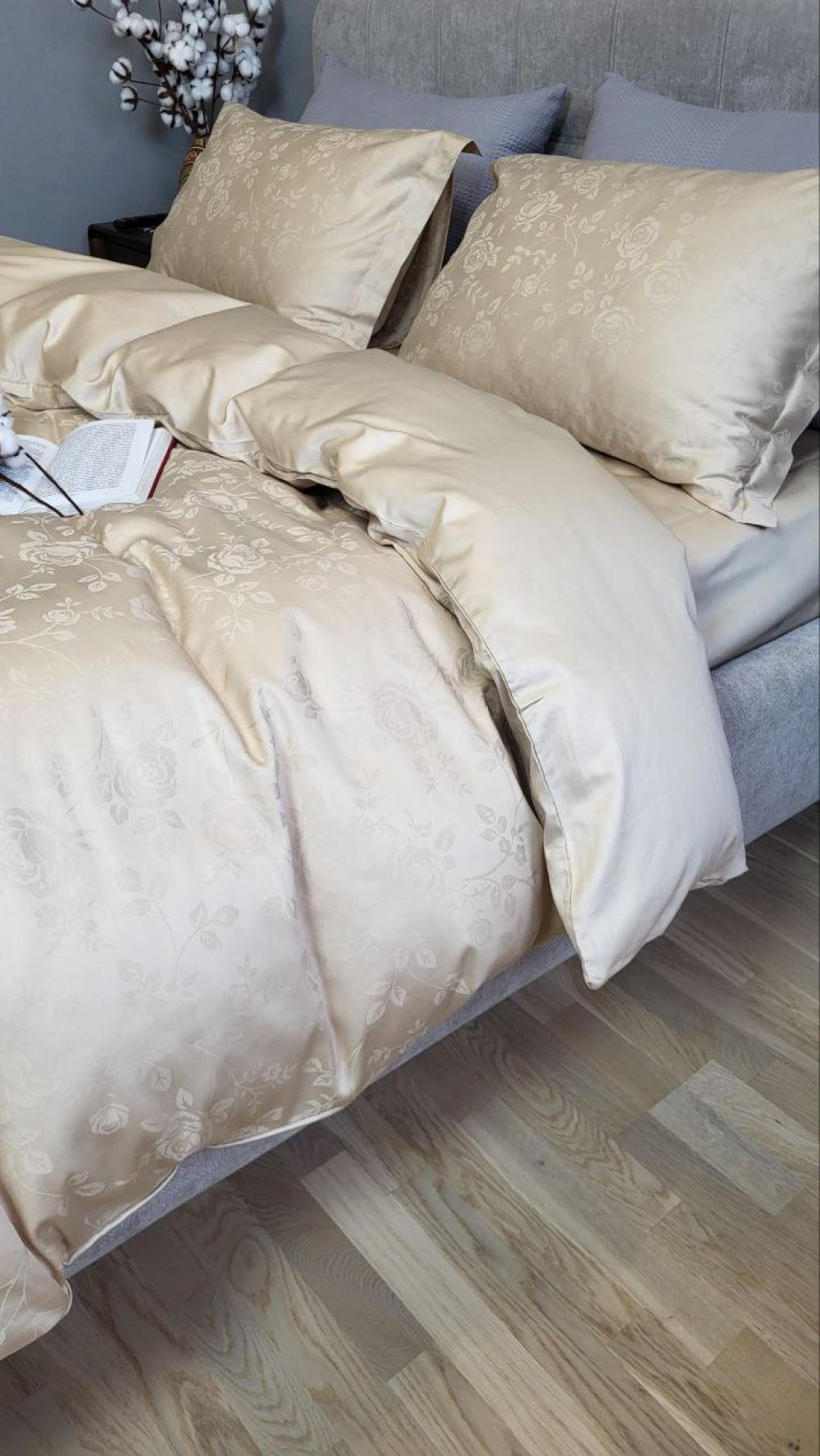 Комплект постельного белья Мир сатин жаккард Premium полуторный/наволочки 50х70/70х70 см Rose Beige (6152) - фото 7 Комплект постельного белья Мир сатин жаккард Premium полуторный/наволочки 50х70/70х70 см Rose Beige (6152) - фото 7