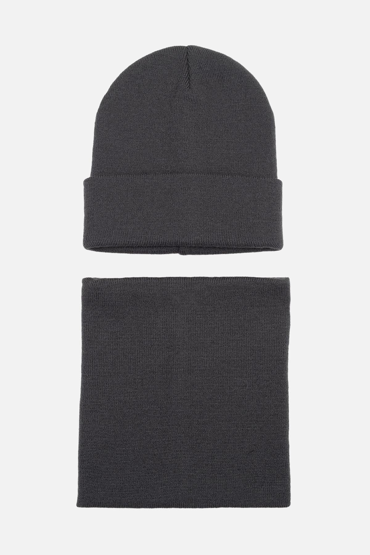 Комплект для мальчика шапка/шарф 54-56 см Темно-серый (ЦБ-00263011) Комплект для мальчика шапка/шарф 54-56 см Темно-серый (ЦБ-00263011)