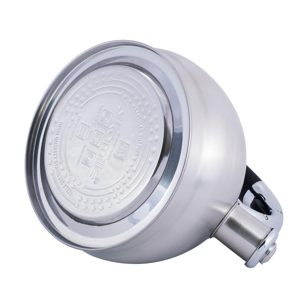 Чайник со свистком Kamille KM-0694ВN из нержавеющей стали 2 л Стальной/Черный (150-84-0694ВN) - фото 7 Чайник со свистком Kamille KM-0694ВN из нержавеющей стали 2 л Стальной/Черный (150-84-0694ВN) - фото 7