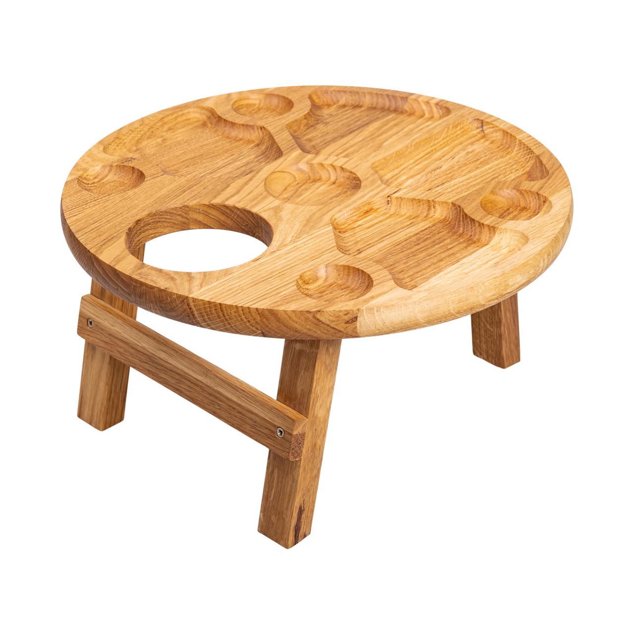 Столик-менажница винный из дерева круглый на ножках дуб 35 см (5660) Столик-менажница винный из дерева круглый на ножках дуб 35 см (5660)