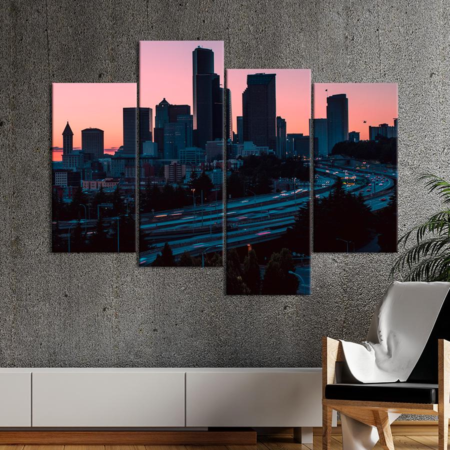 Картина город Высотки в Сиэтле 89x56 см (A604-4)