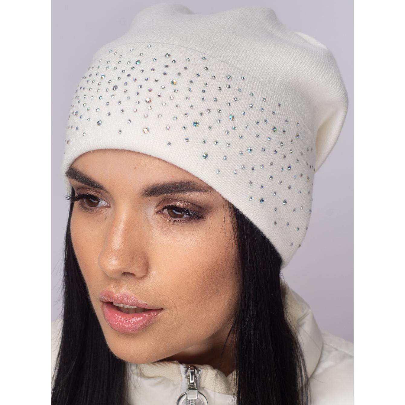 Шапка женская шерстяная Leks Лакшери one size Молочный