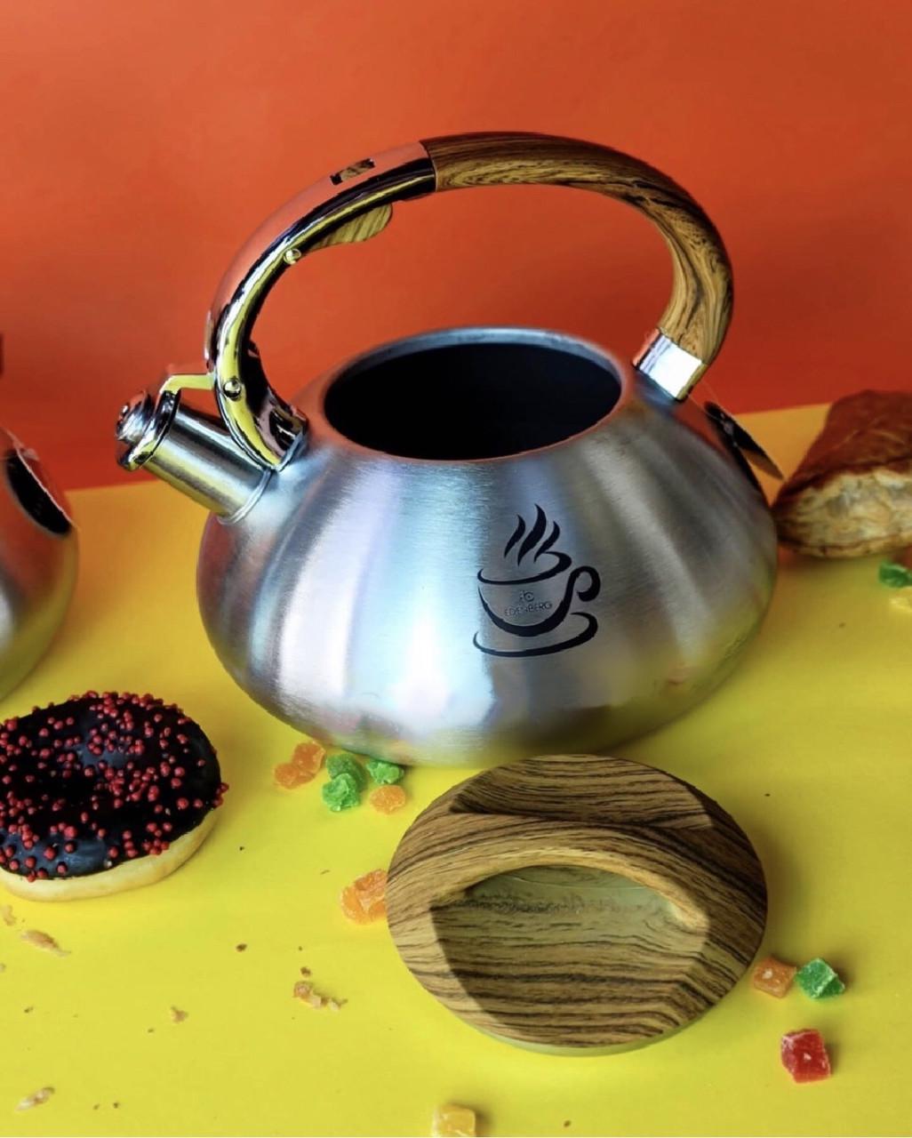 Чайник с свистком для индукционной плиты Edenberg EB-3540 из нержавеющей стали 3 л Коричневый (2530556719) - фото 4 Чайник с свистком для индукционной плиты Edenberg EB-3540 из нержавеющей стали 3 л Коричневый (2530556719) - фото 4