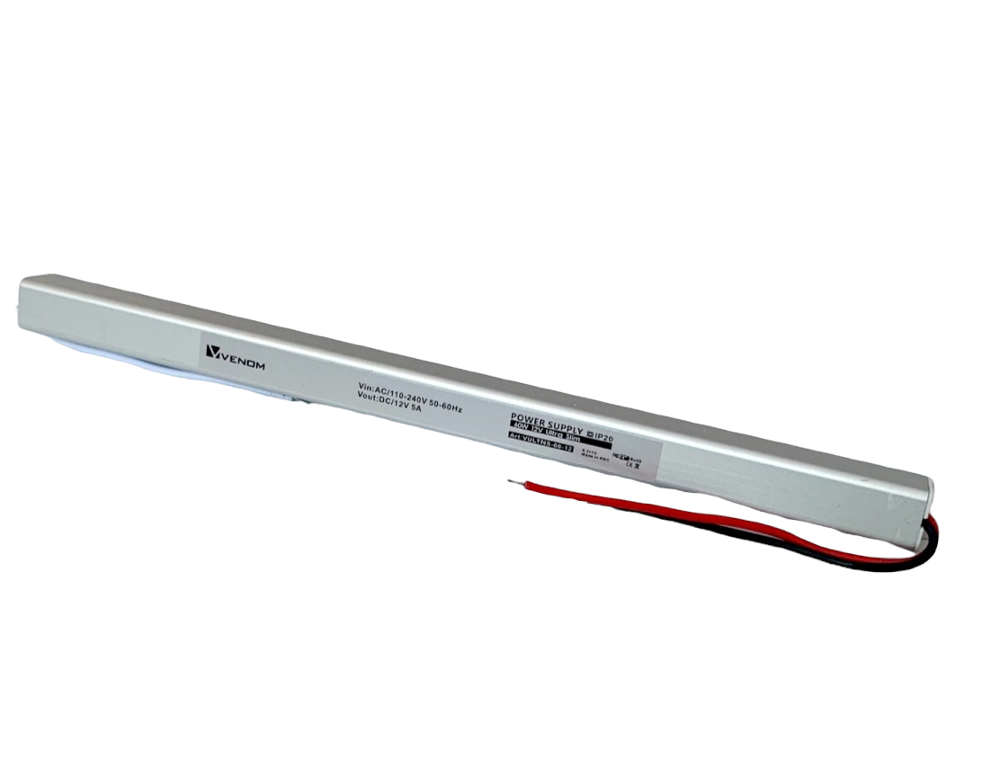 Блок питания VENOM негерметичный IP20 Standart Ultra slim 12 V 60 Вт 5 А (12575)