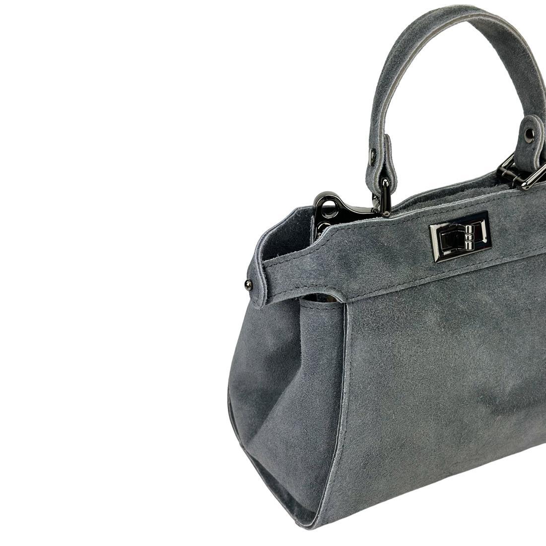 Жіноча сумка крос-боді Royal Bag F-IT-4442G замшева Сірий (8074) - фото 7 Жіноча сумка крос-боді Royal Bag F-IT-4442G замшева Сірий (8074) - фото 7