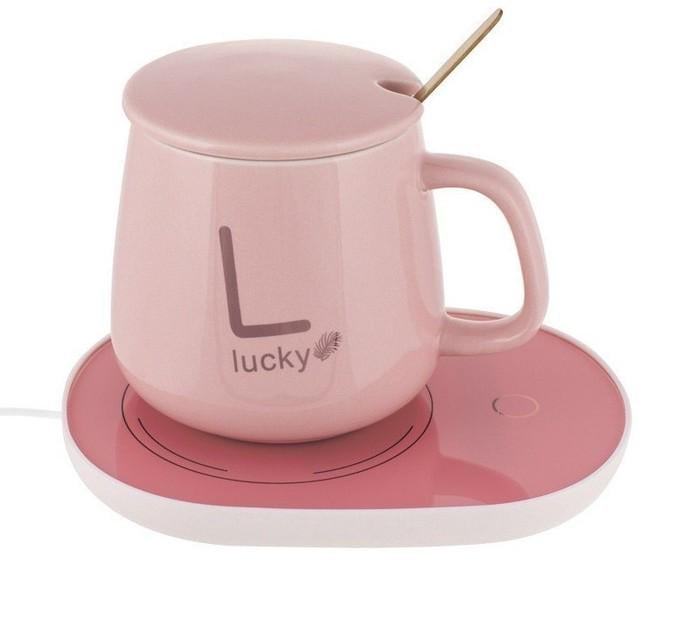 Термогорнятко Lucky з підігрівом 350 мл Рожевий (23442949) - фото 1