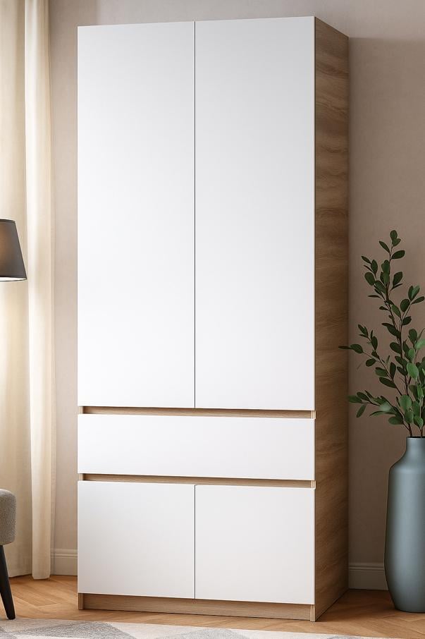 Шафа на 2 дверки з штангою Майстер Форм 800х520х2000 Дуб сонома/Білий (20580)