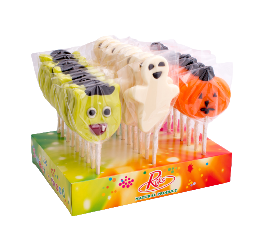 Льодяники Roks Хелловін Гарбуз/Привид/Чорт дисплей 70 г 27 шт. 1,890 кг (88)