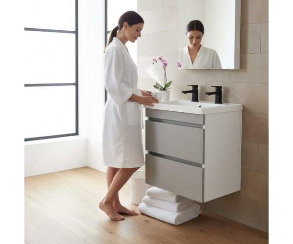 Тумба для ванної кімнати підвісна пластикова The MIX Atlant 55 см Grey (2493)