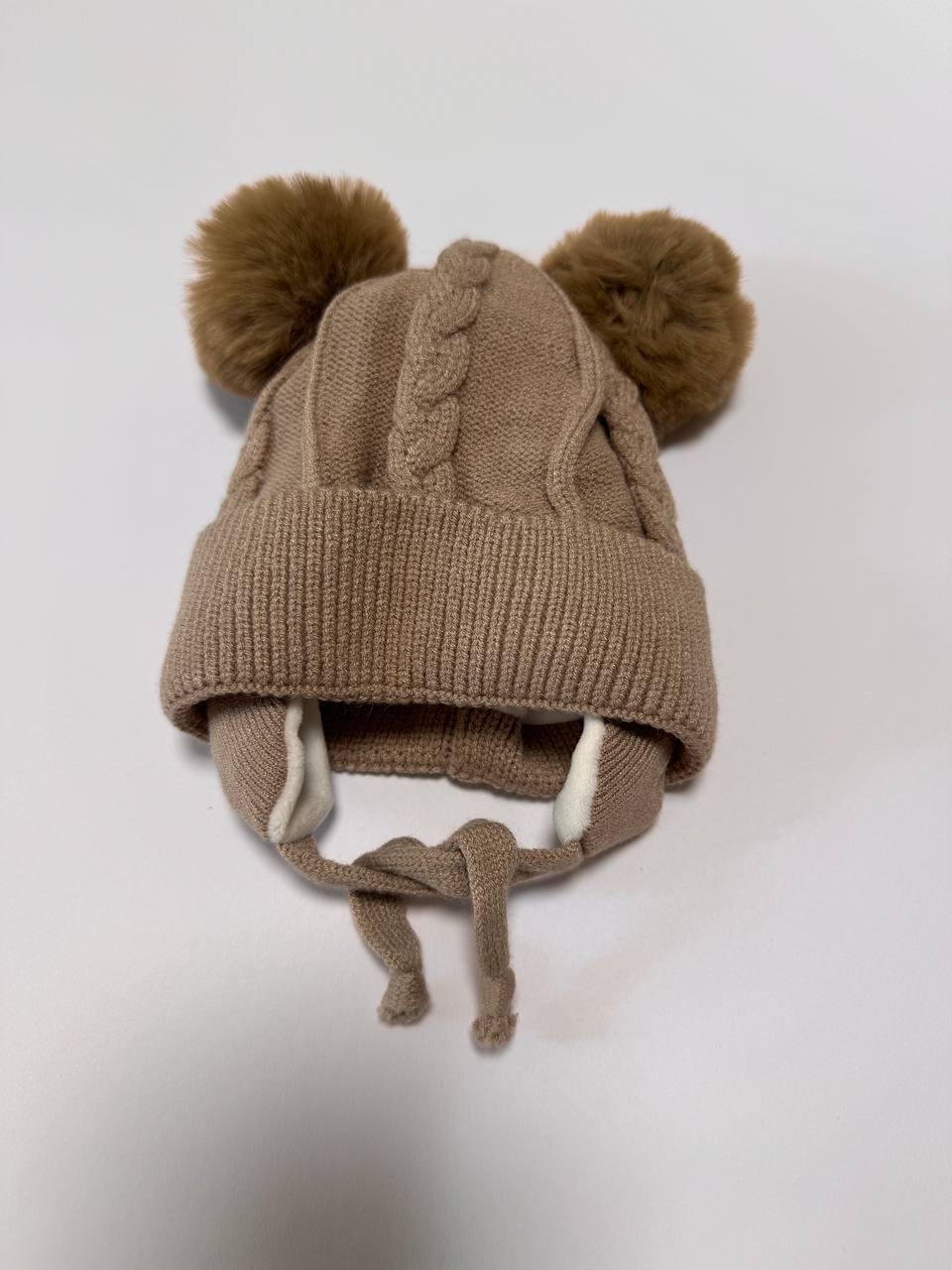 Шапка детская вязаная зимняя с ушками Медвежонок 1-3 года - фото 2 Шапка детская вязаная зимняя с ушками Медвежонок 1-3 года - фото 2