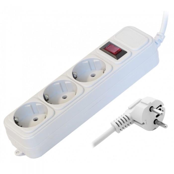 Удлинитель на 3 розетки Greelite SP3-1.8 1,8 м с защитой и выключателем Белый (1321231019)